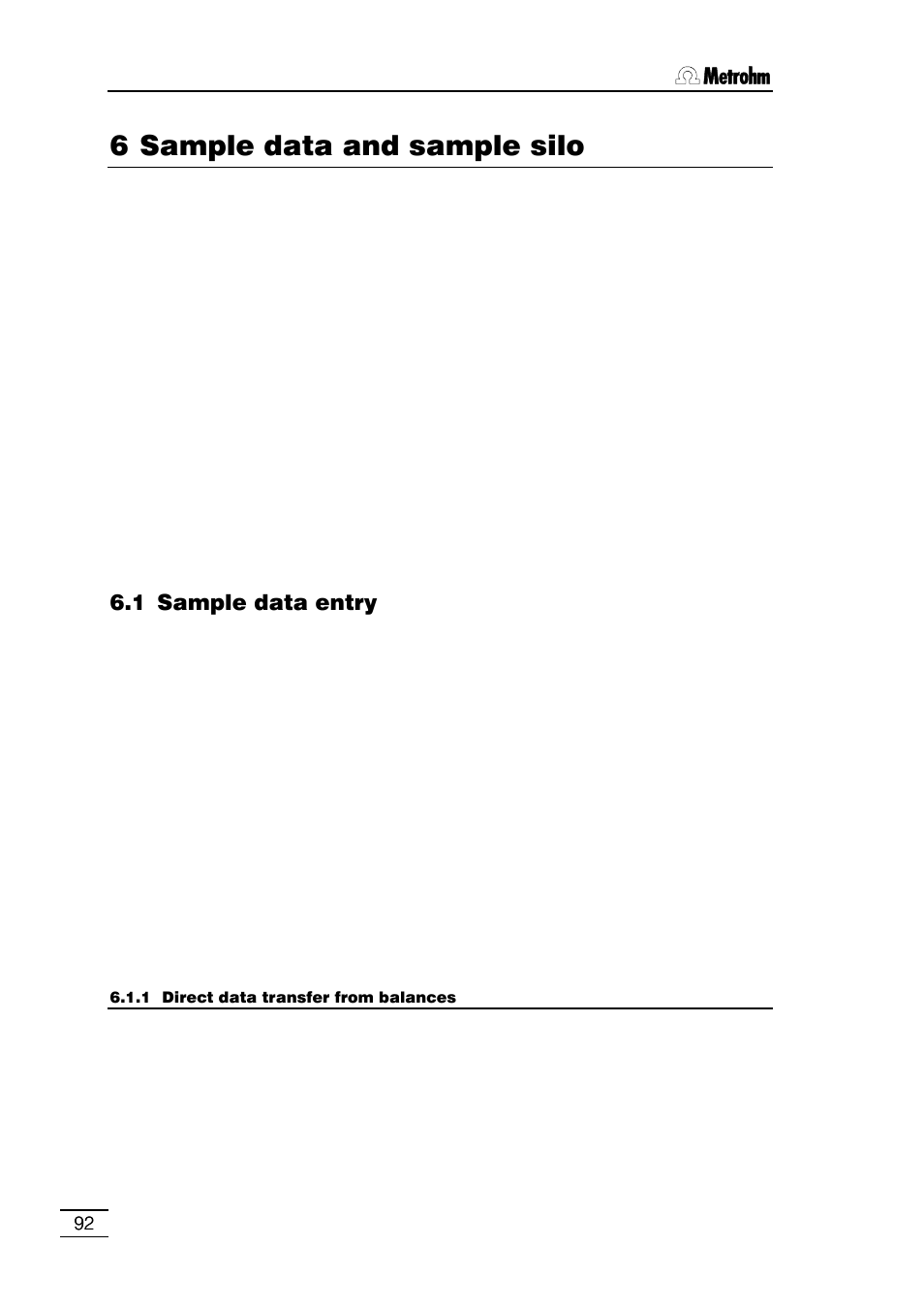 6 sample data and sample silo, 1 sample data entry, 1 direct data transfer from balances | 2 bar-code reader, 2 sample silo, 1 sample silo configuration, 2 automatic data input and output | Metrohm 796 Titroprocessor User Manual | Page 98 / 312