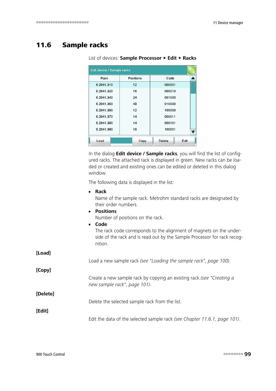 6 sample racks | Metrohm 900 Touch Control Manual User Manual | Page 115 / 541