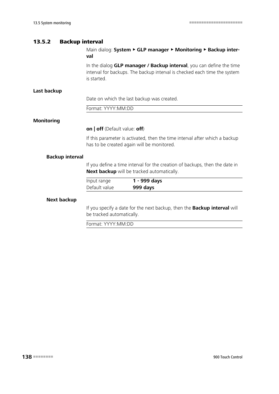 2 backup interval, Backup interval | Metrohm 900 Touch Control Manual User Manual | Page 154 / 541