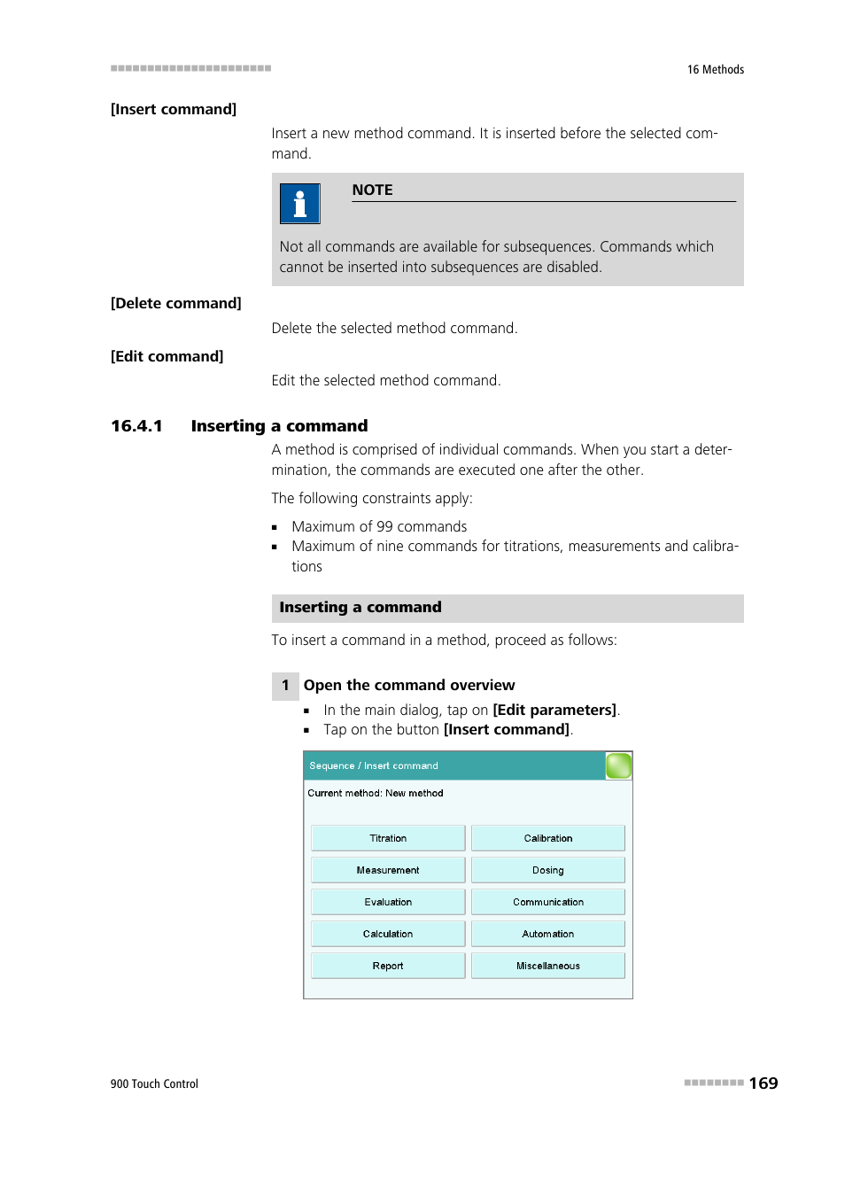 1 inserting a command, Inserting a command | Metrohm 900 Touch Control Manual User Manual | Page 185 / 541