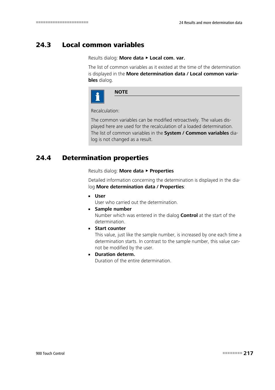 3 local common variables, 4 determination properties | Metrohm 900 Touch Control Manual User Manual | Page 233 / 541