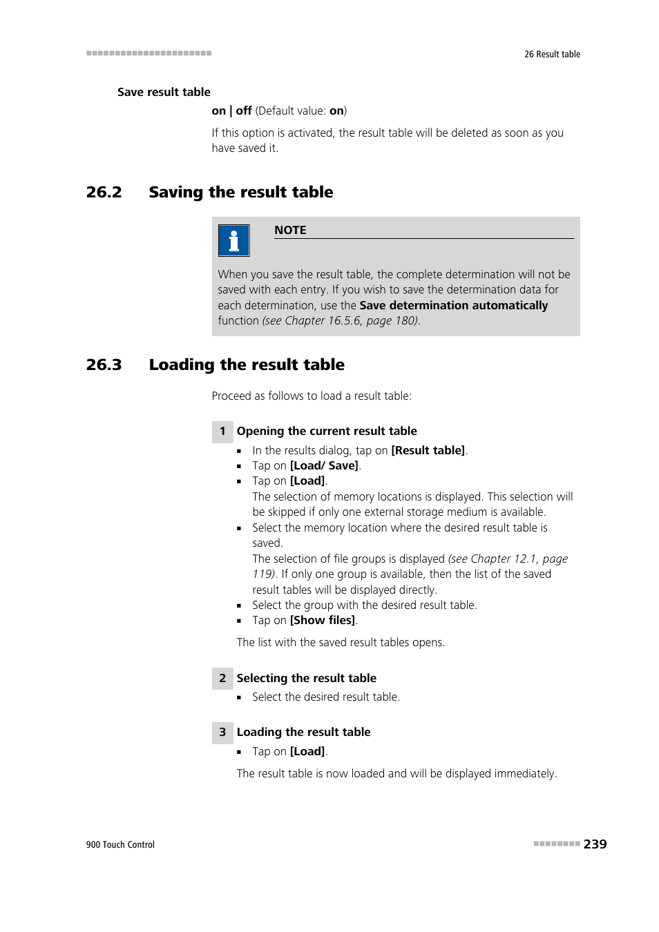 2 saving the result table, 3 loading the result table | Metrohm 900 Touch Control Manual User Manual | Page 255 / 541