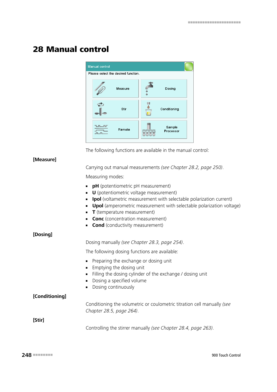 28 manual control | Metrohm 900 Touch Control Manual User Manual | Page 264 / 541
