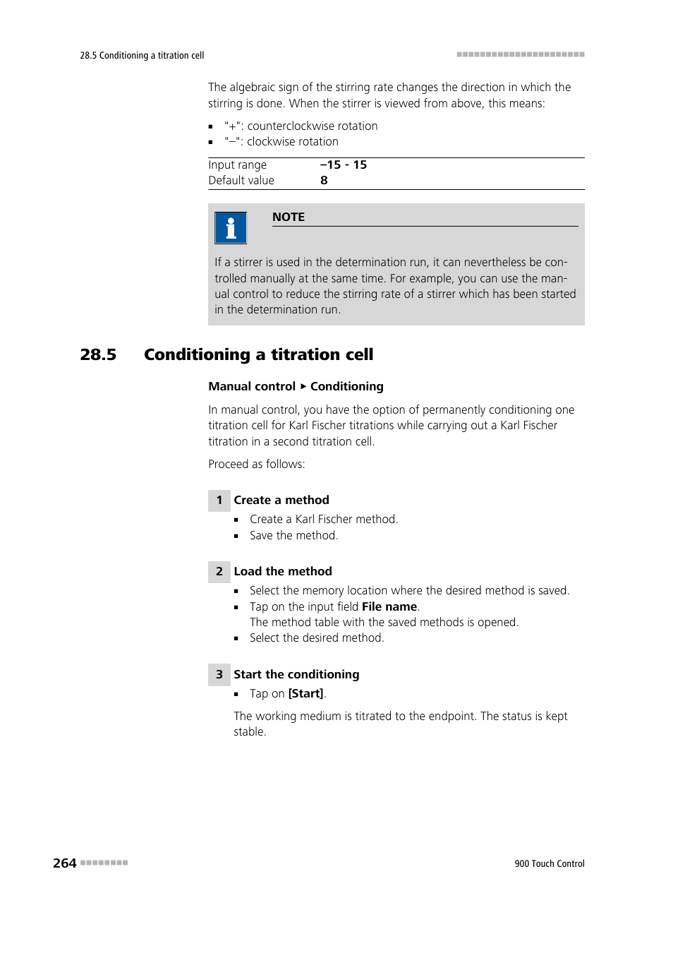 5 conditioning a titration cell | Metrohm 900 Touch Control Manual User Manual | Page 280 / 541