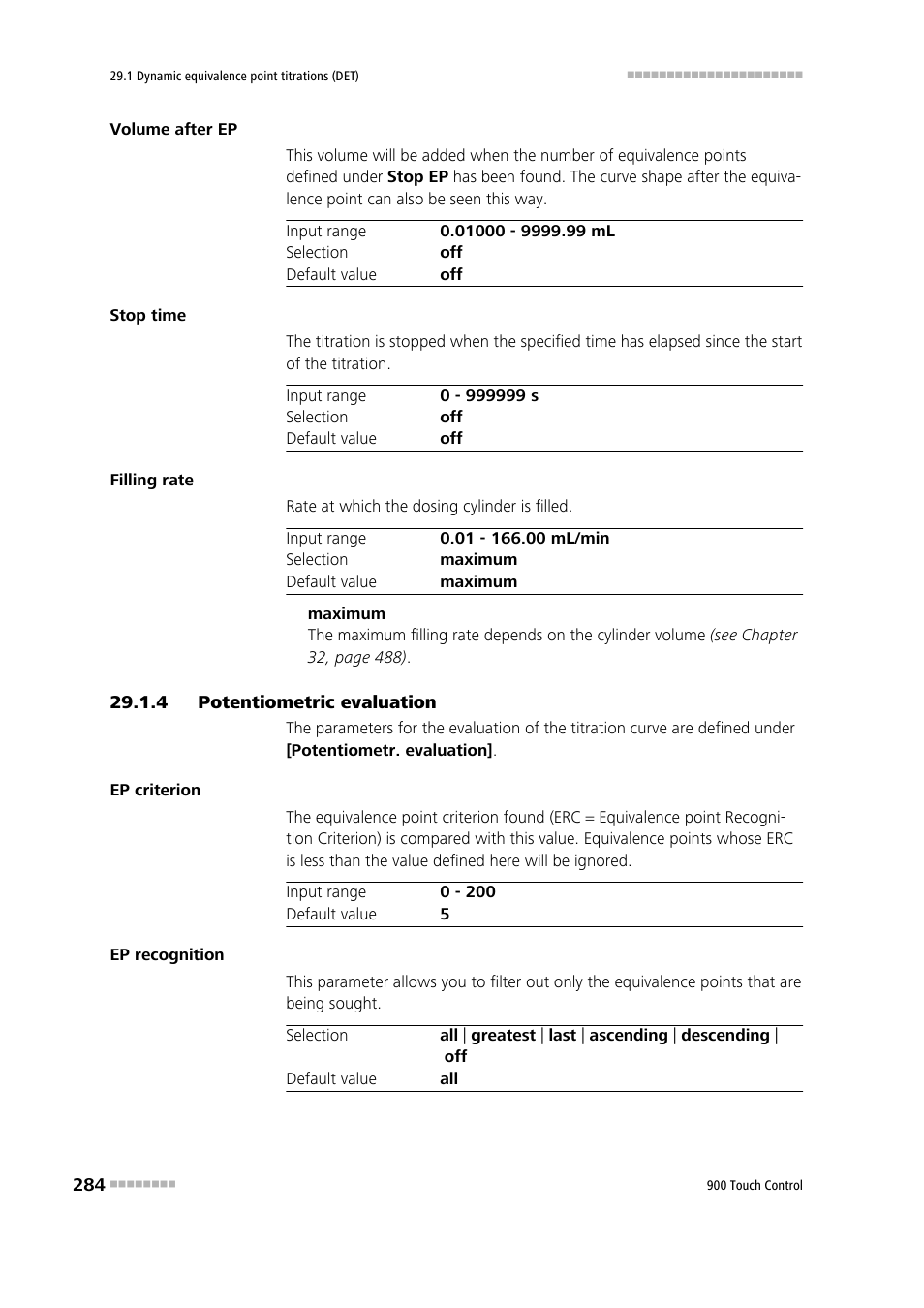 4 potentiometric evaluation, Potentiometric evaluation | Metrohm 900 Touch Control Manual User Manual | Page 300 / 541