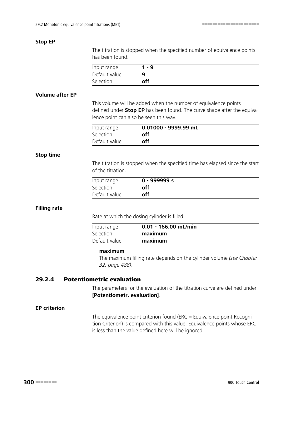 4 potentiometric evaluation, Potentiometric evaluation | Metrohm 900 Touch Control Manual User Manual | Page 316 / 541