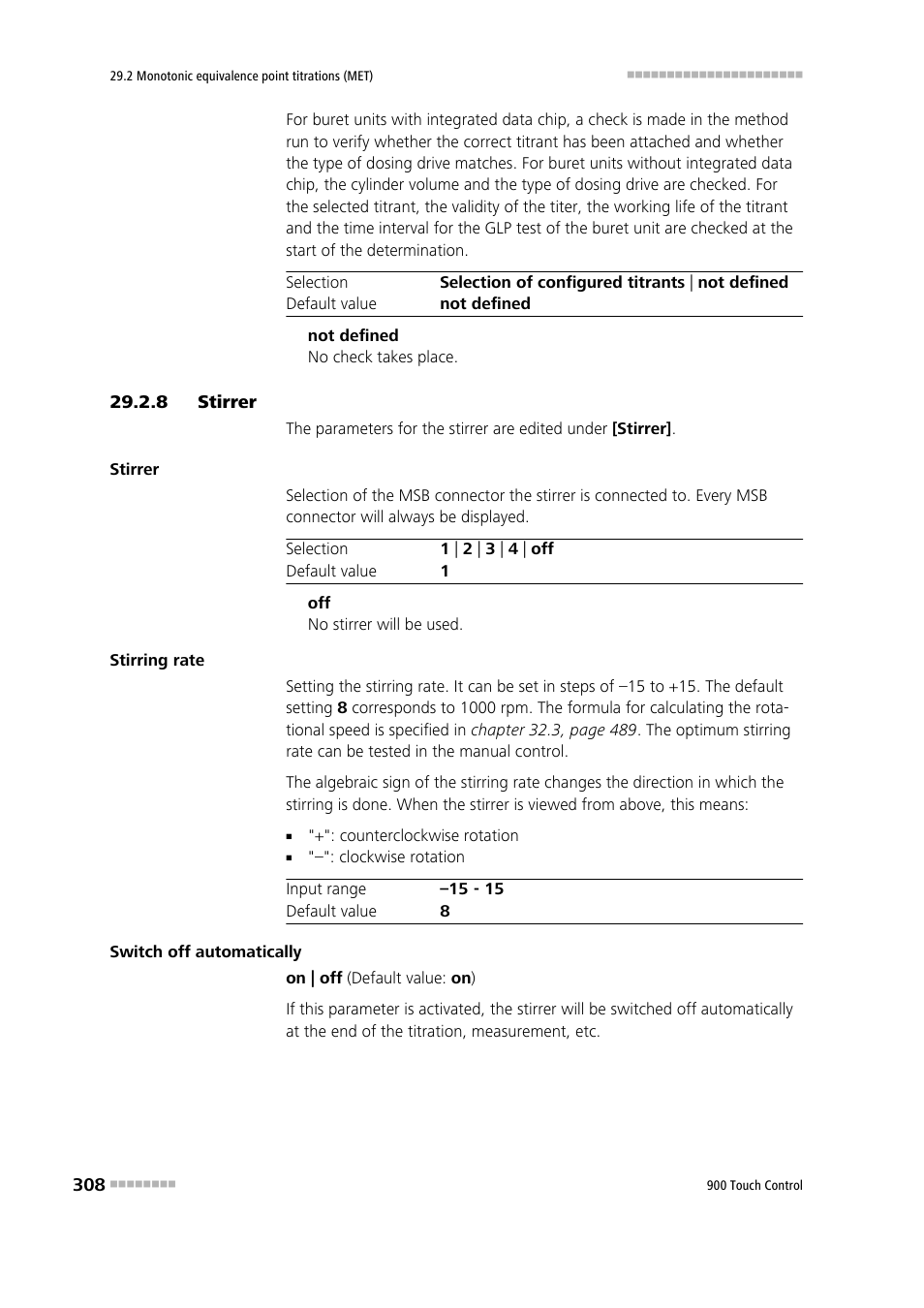 8 stirrer, Stirrer | Metrohm 900 Touch Control Manual User Manual | Page 324 / 541