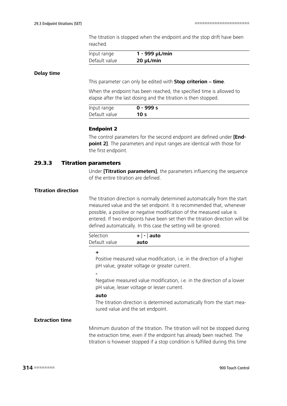 3 titration parameters, Titration parameters | Metrohm 900 Touch Control Manual User Manual | Page 330 / 541