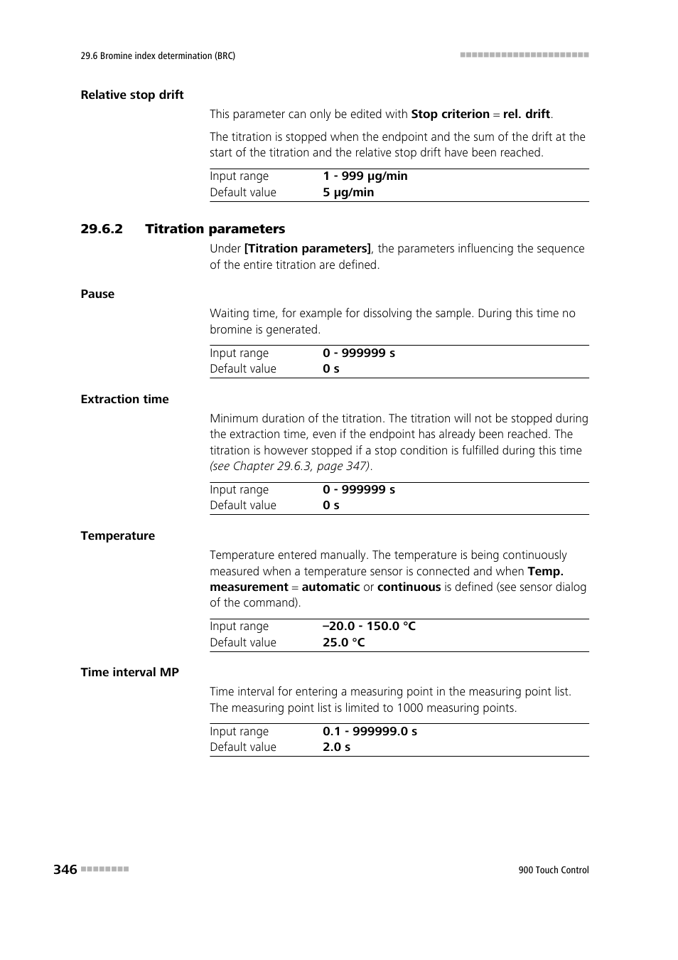 2 titration parameters, Titration parameters | Metrohm 900 Touch Control Manual User Manual | Page 362 / 541