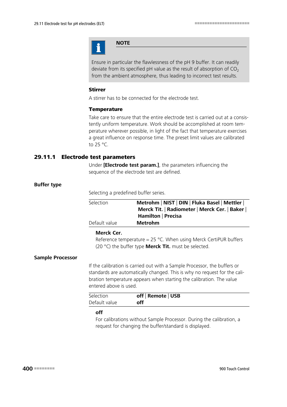 1 electrode test parameters | Metrohm 900 Touch Control Manual User Manual | Page 416 / 541