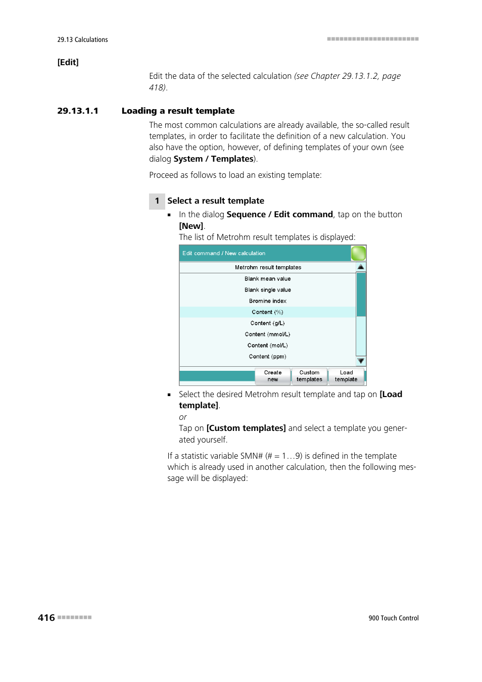 1 loading a result template | Metrohm 900 Touch Control Manual User Manual | Page 432 / 541