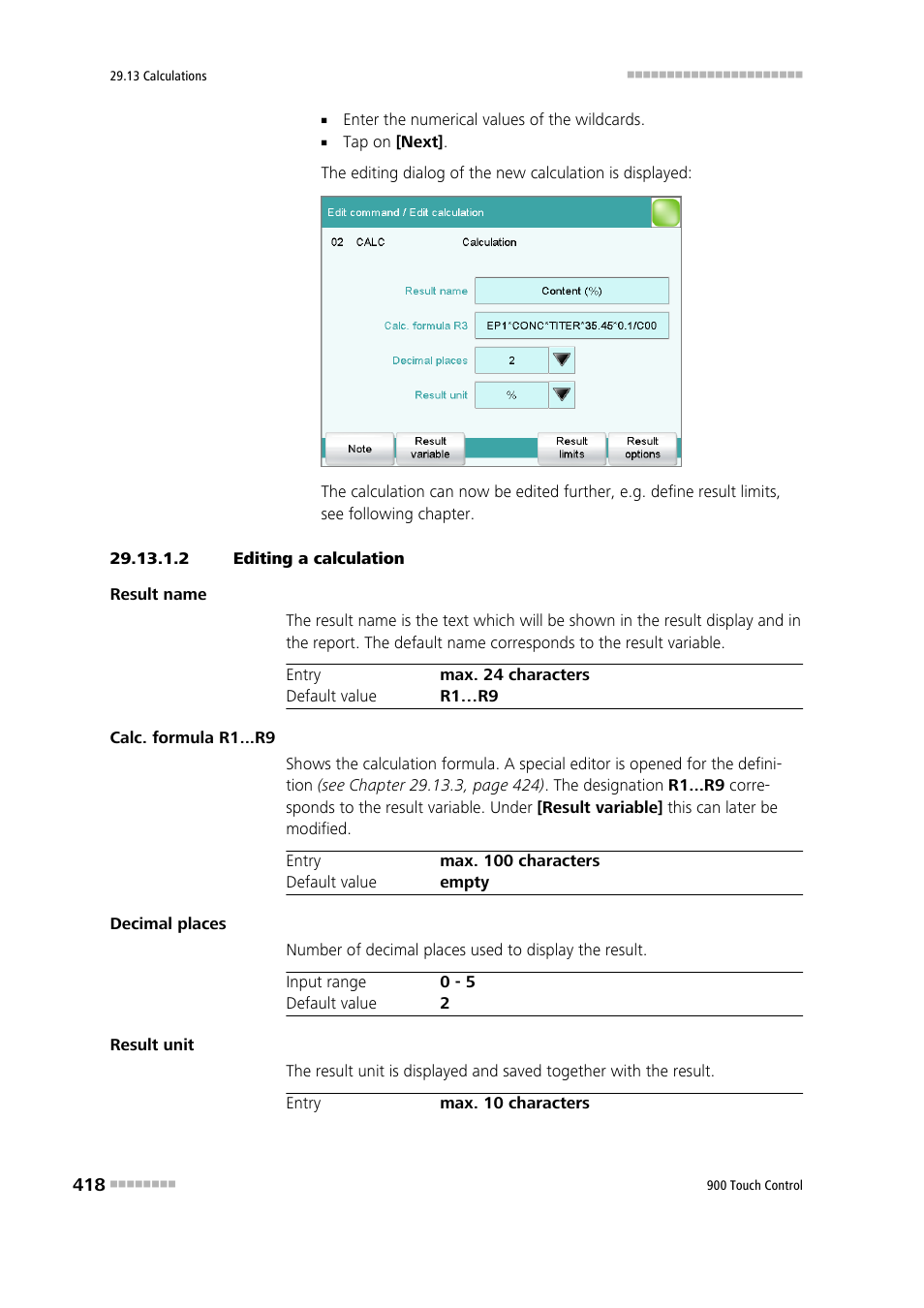 2 editing a calculation | Metrohm 900 Touch Control Manual User Manual | Page 434 / 541