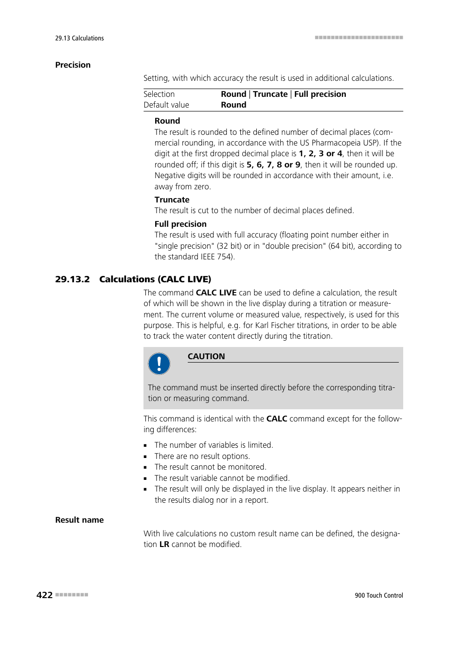 2 calculations (calc live) | Metrohm 900 Touch Control Manual User Manual | Page 438 / 541