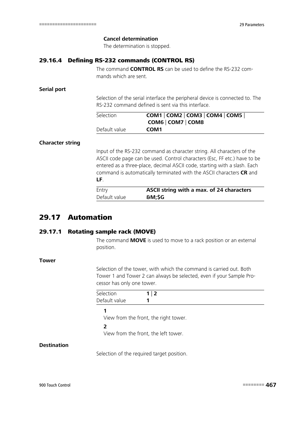 4 defining rs-232 commands (control rs), 17 automation, 1 rotating sample rack (move) | 17 automation 29.17.1 rotating sample rack (move) | Metrohm 900 Touch Control Manual User Manual | Page 483 / 541