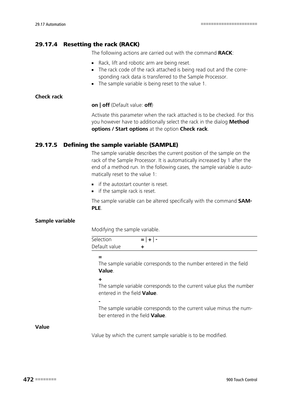 4 resetting the rack (rack), 5 defining the sample variable (sample) | Metrohm 900 Touch Control Manual User Manual | Page 488 / 541
