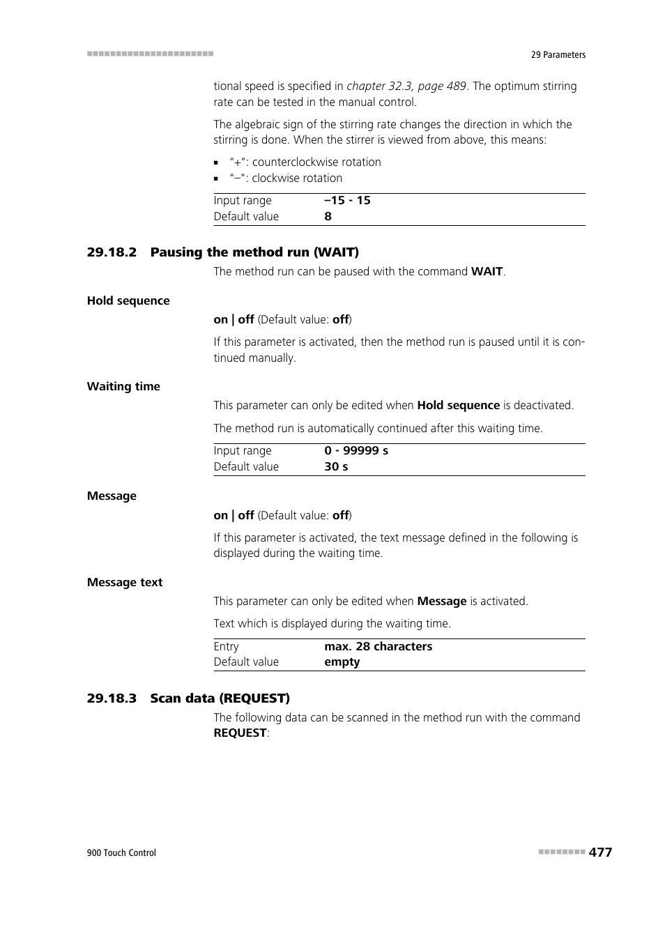 2 pausing the method run (wait), 3 scan data (request) | Metrohm 900 Touch Control Manual User Manual | Page 493 / 541