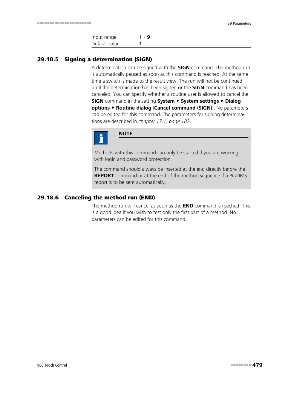 5 signing a determination (sign), 6 canceling the method run (end) | Metrohm 900 Touch Control Manual User Manual | Page 495 / 541