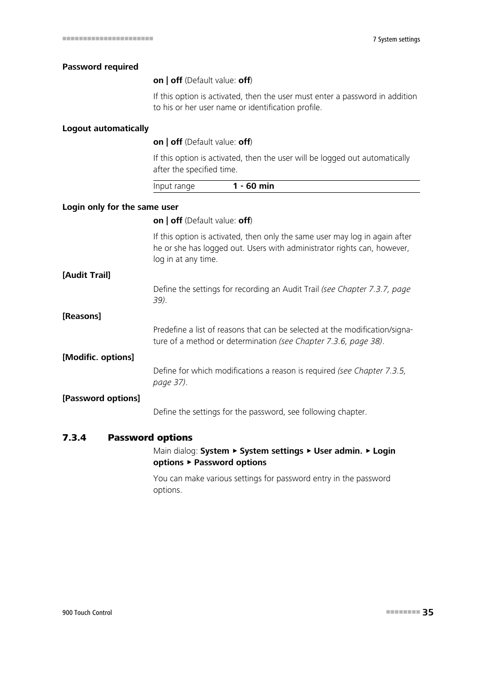 4 password options, Password options | Metrohm 900 Touch Control Manual User Manual | Page 51 / 541