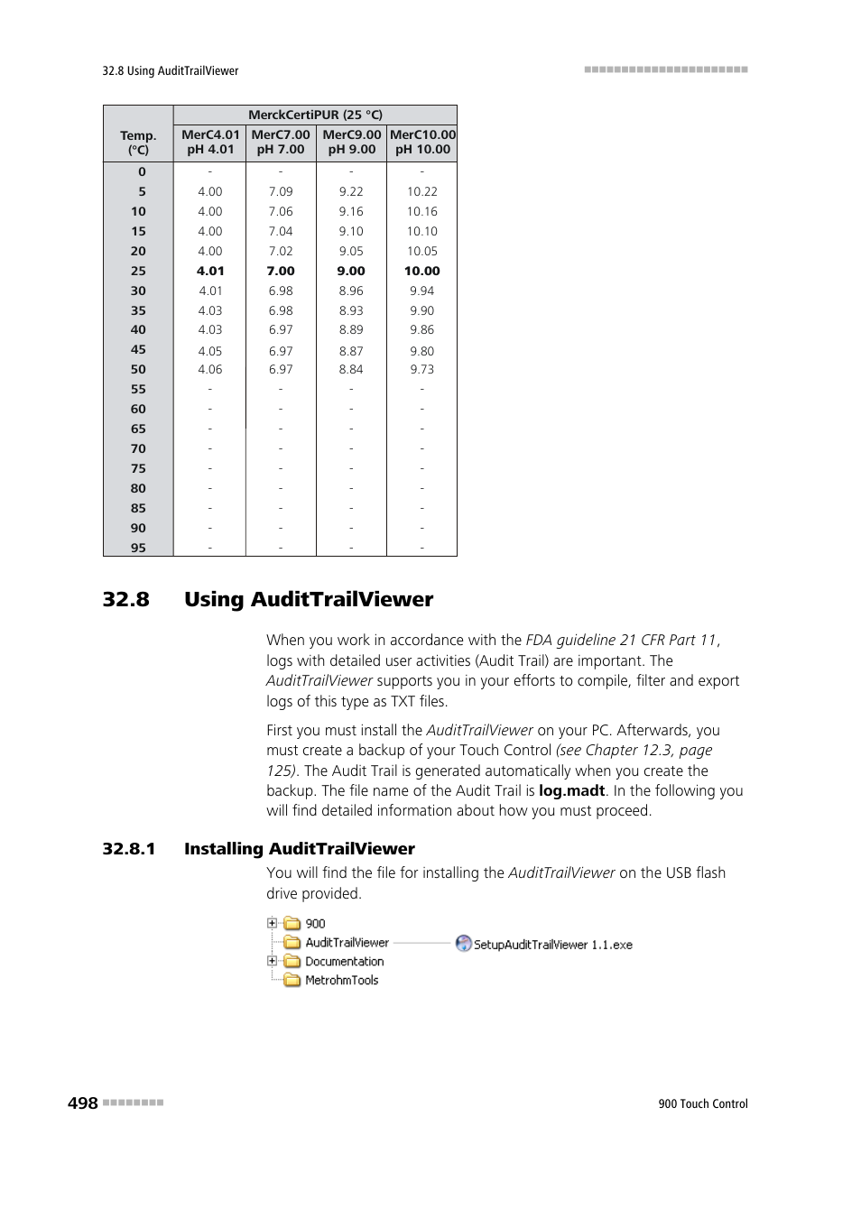 8 using audittrailviewer, 1 installing audittrailviewer, 8 using audittrailviewer 32.8.1 | Installing audittrailviewer | Metrohm 900 Touch Control Manual User Manual | Page 514 / 541