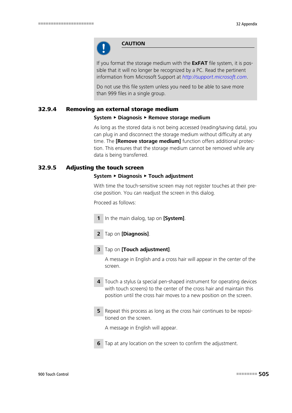 4 removing an external storage medium, 5 adjusting the touch screen, Removing an external storage medium | Adjusting the touch screen | Metrohm 900 Touch Control Manual User Manual | Page 521 / 541