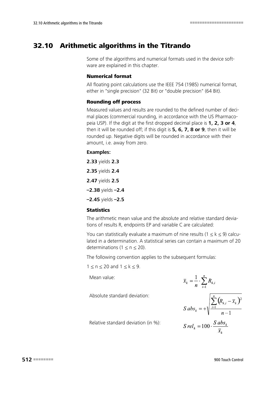 10 arithmetic algorithms in the titrando | Metrohm 900 Touch Control Manual User Manual | Page 528 / 541