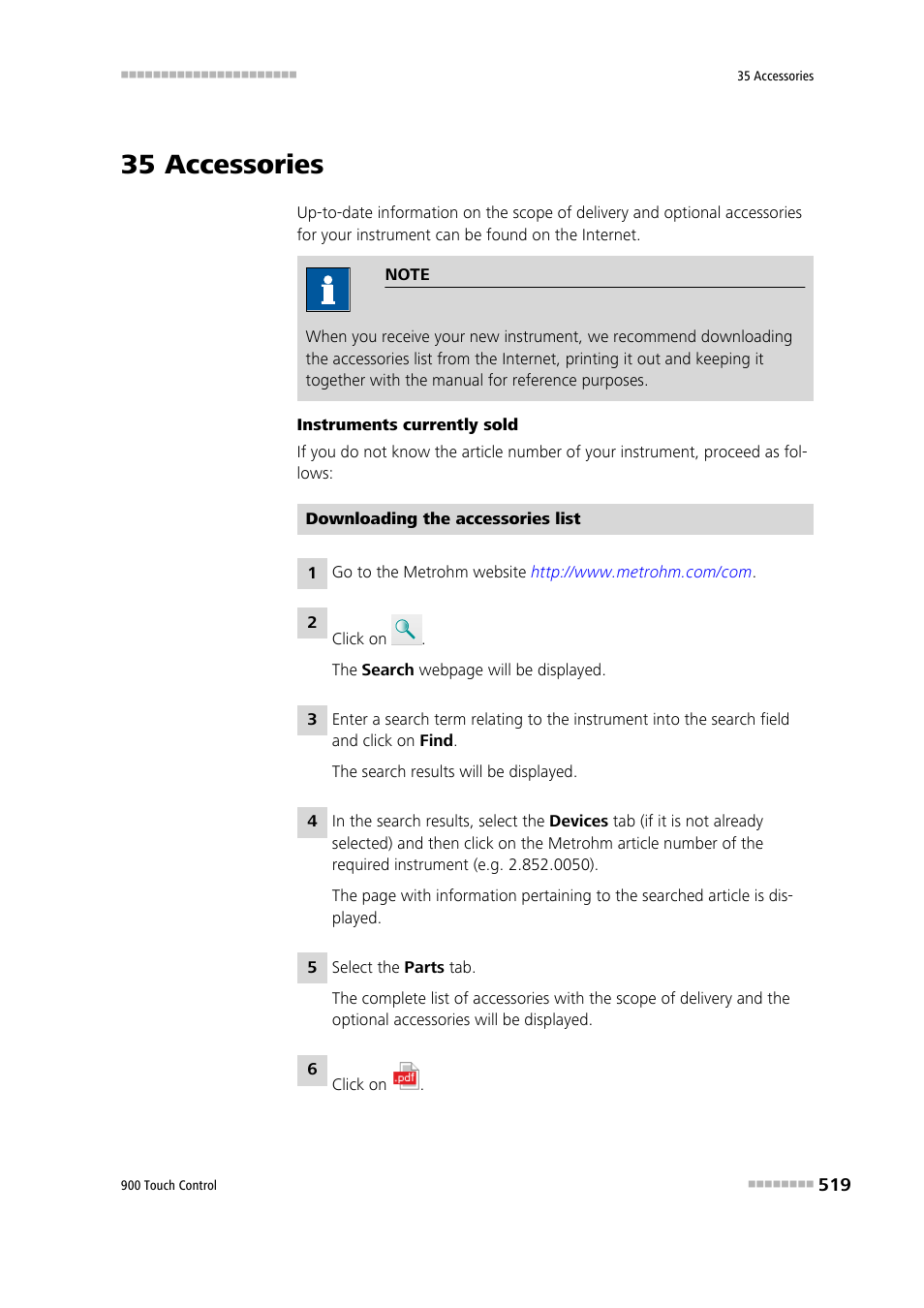 35 accessories | Metrohm 900 Touch Control Manual User Manual | Page 535 / 541