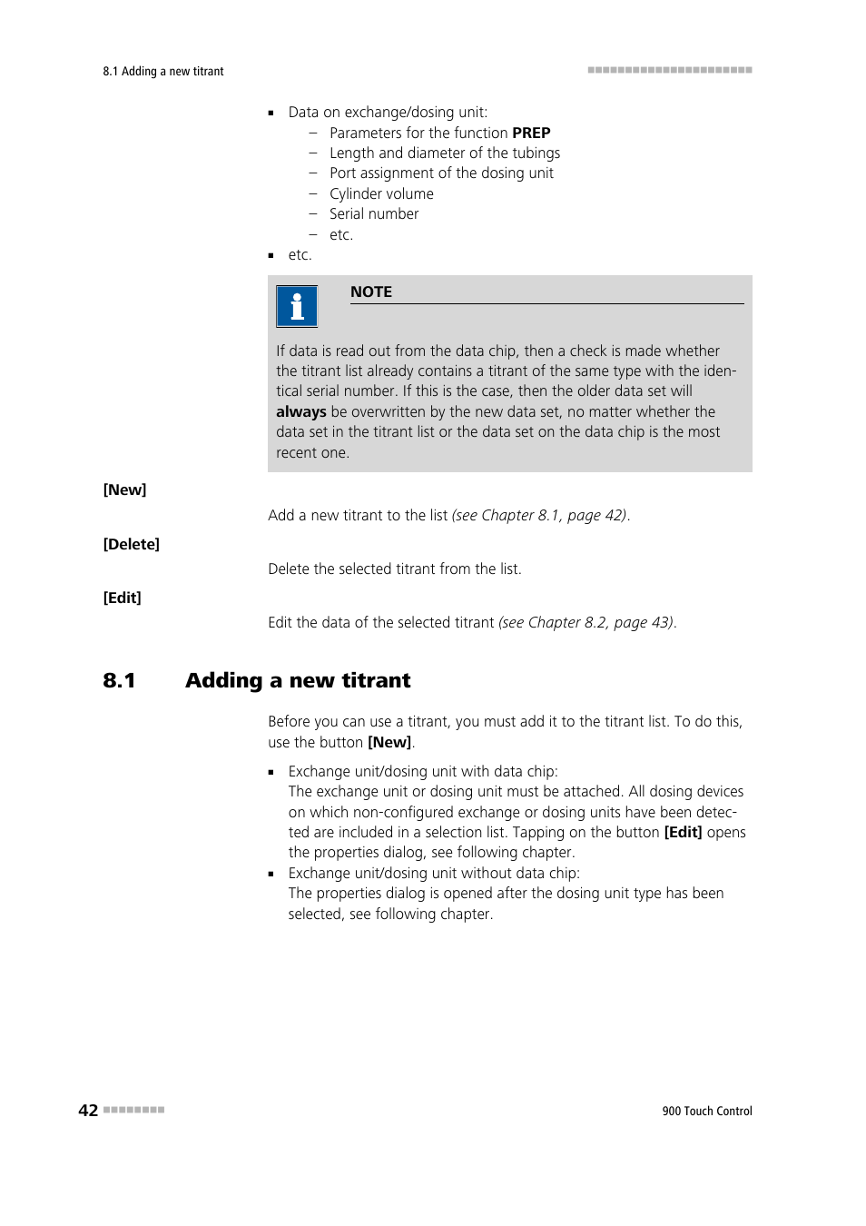 1 adding a new titrant, Adding a new titrant | Metrohm 900 Touch Control Manual User Manual | Page 58 / 541