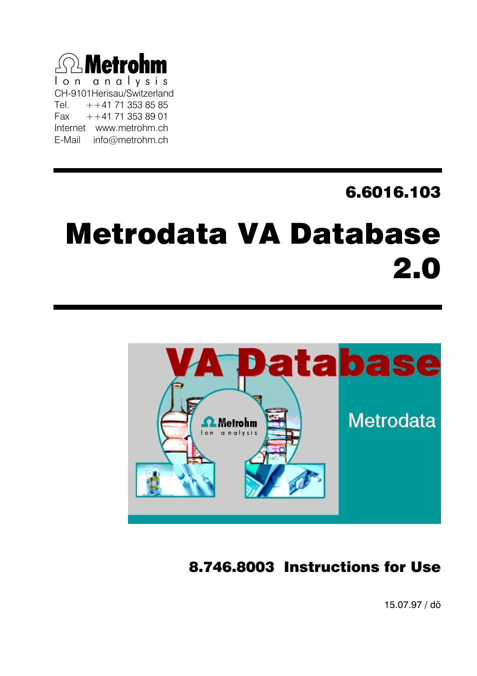 Metrohm 746 VA Trace Analyzer User Manual | 107 pages