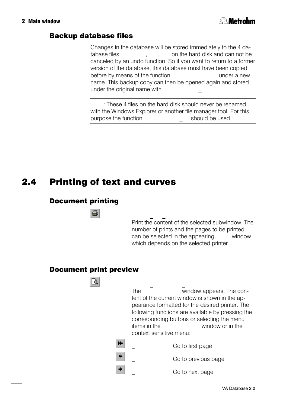 4 printing of text and curves, Document printing document print preview, Backup database files | Document printing, Document print preview | Metrohm 746 VA Trace Analyzer User Manual | Page 17 / 107