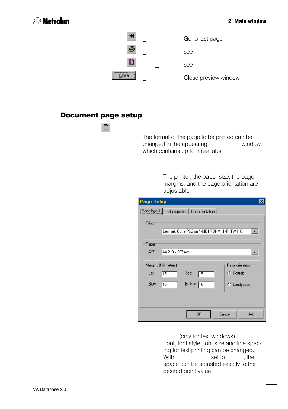 Document page setup | Metrohm 746 VA Trace Analyzer User Manual | Page 18 / 107
