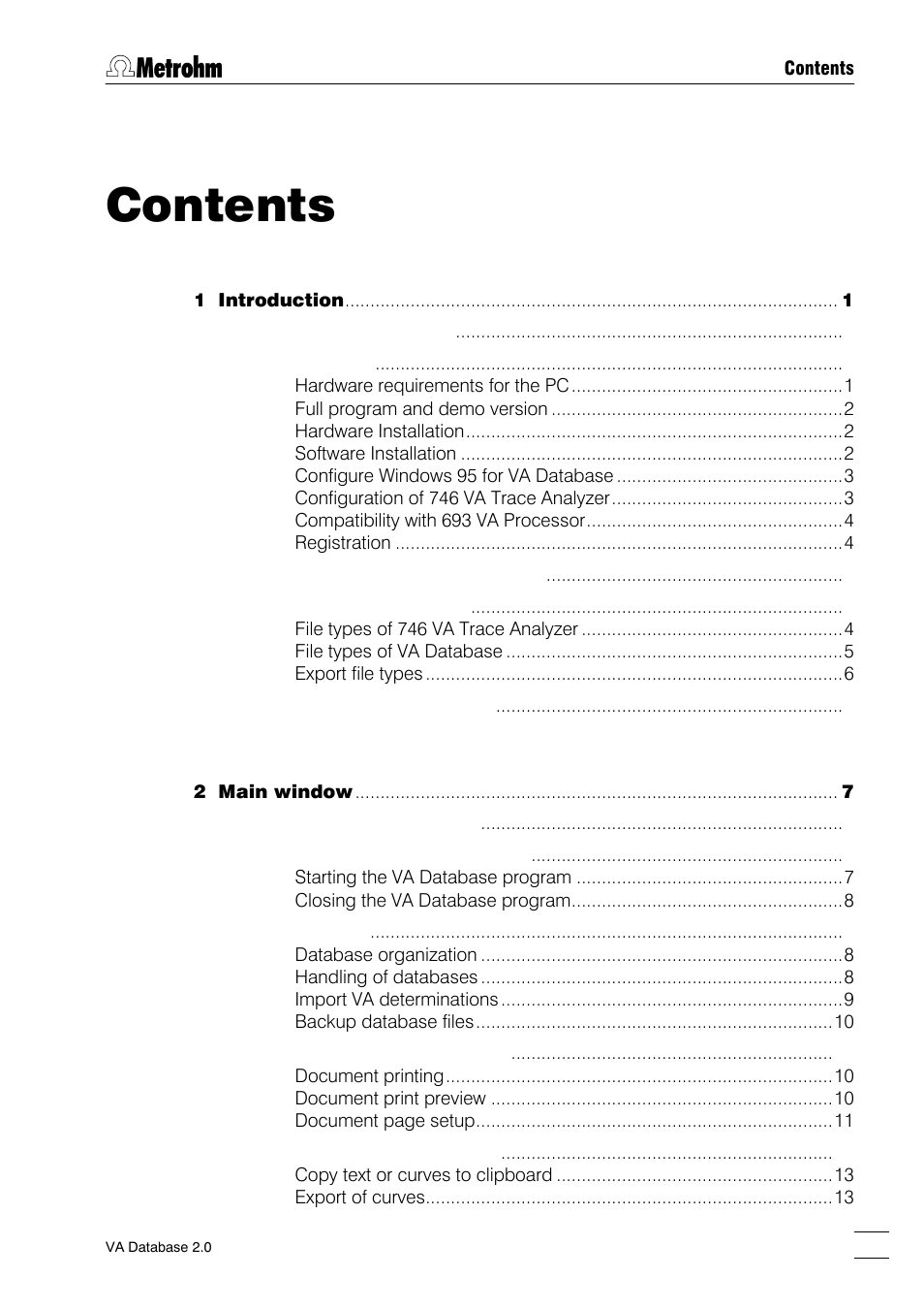 Metrohm 746 VA Trace Analyzer User Manual | Page 2 / 107