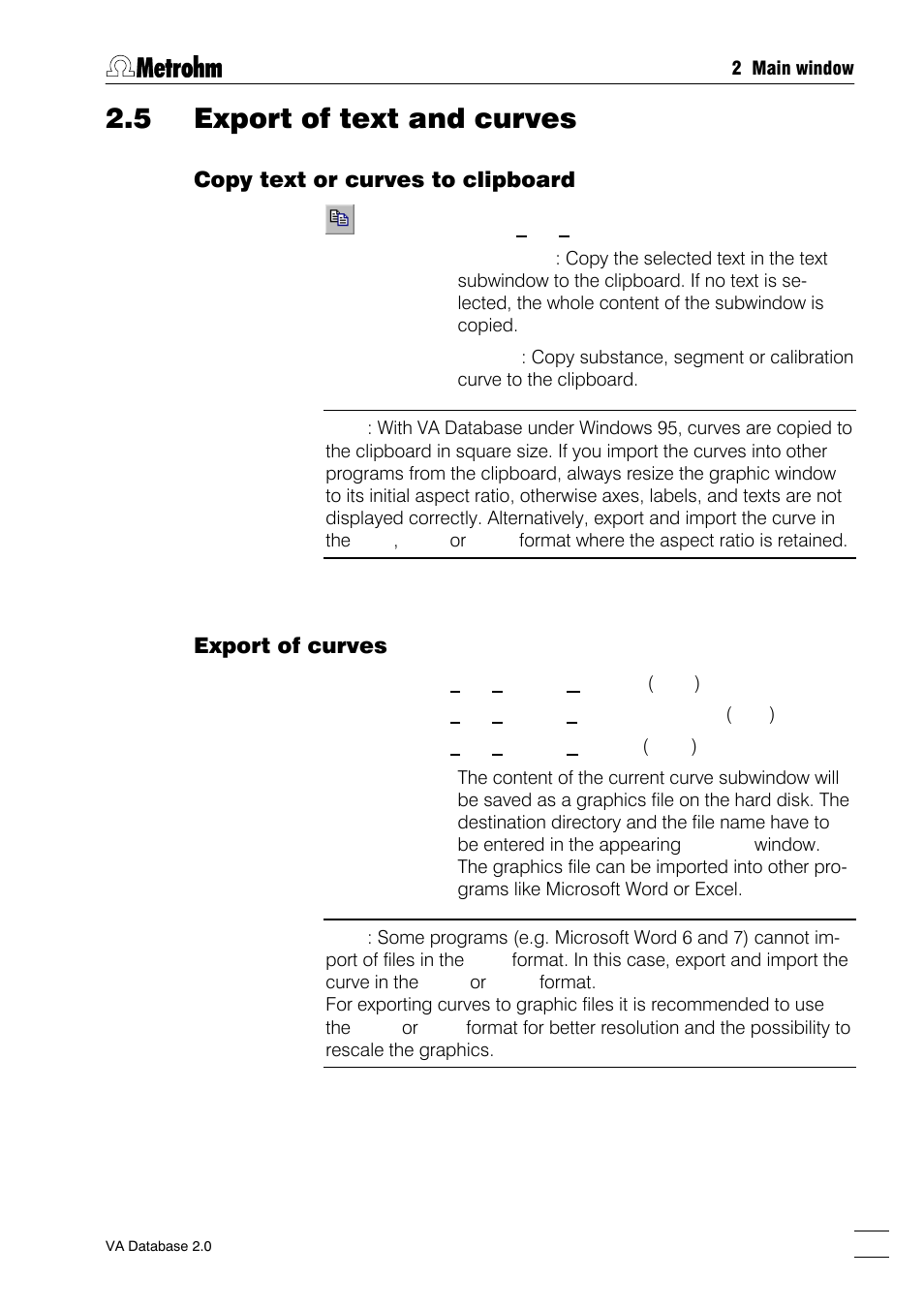 5 export of text and curves, Copy text or curves to clipboard, Export of curves | Metrohm 746 VA Trace Analyzer User Manual | Page 20 / 107