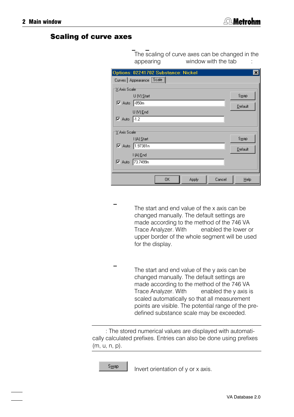 Scaling of curve axes | Metrohm 746 VA Trace Analyzer User Manual | Page 25 / 107