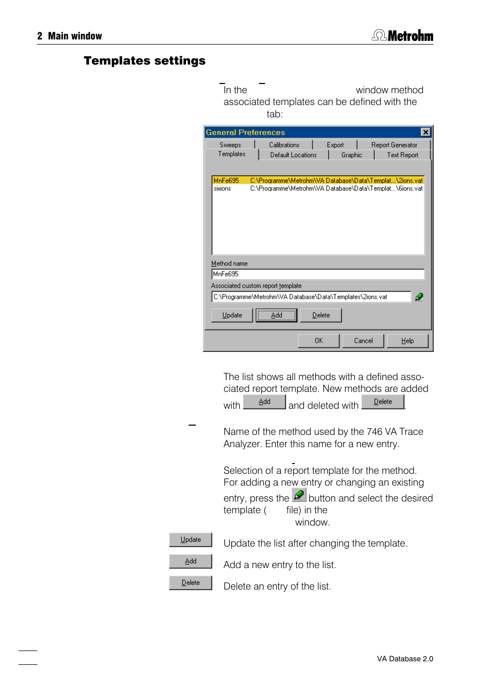 Templates settings | Metrohm 746 VA Trace Analyzer User Manual | Page 29 / 107