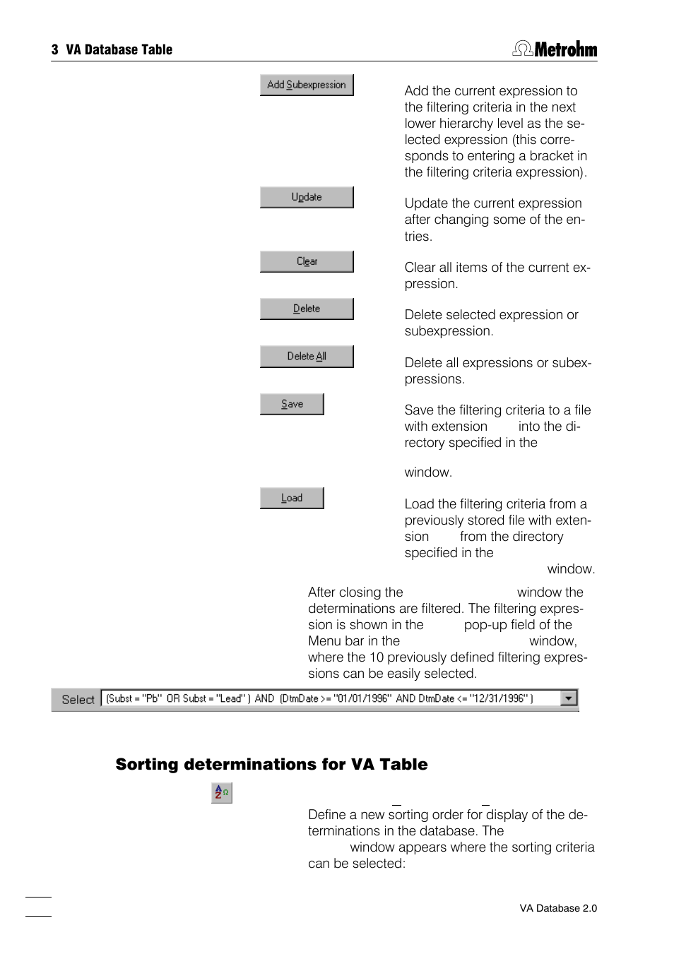 Sorting determinations for va table | Metrohm 746 VA Trace Analyzer User Manual | Page 41 / 107