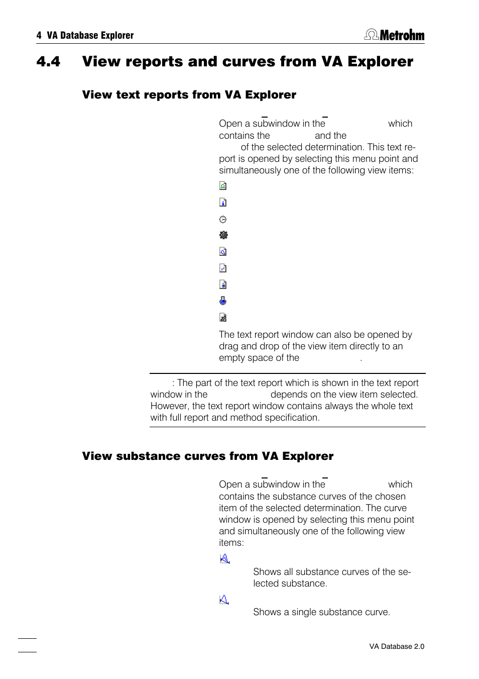4 view reports and curves from va explorer, View text reports from va explorer, View segment curves from va explorer | View substance curves from va explorer | Metrohm 746 VA Trace Analyzer User Manual | Page 51 / 107