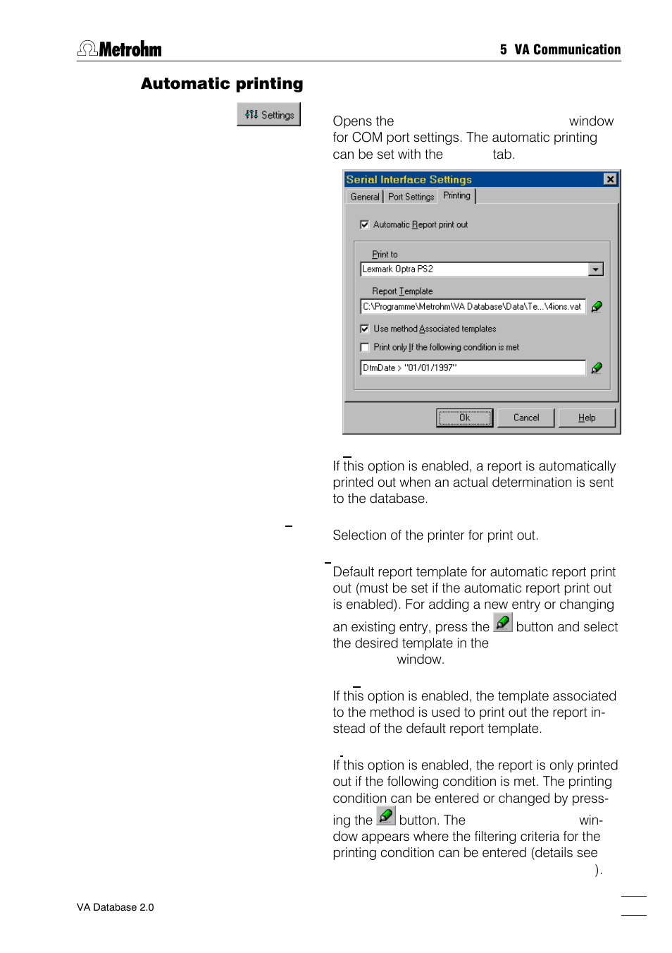 Automatic printing | Metrohm 746 VA Trace Analyzer User Manual | Page 60 / 107