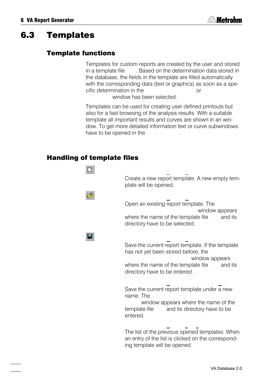 3 templates, Template functions, Handling of template files | Metrohm 746 VA Trace Analyzer User Manual | Page 65 / 107