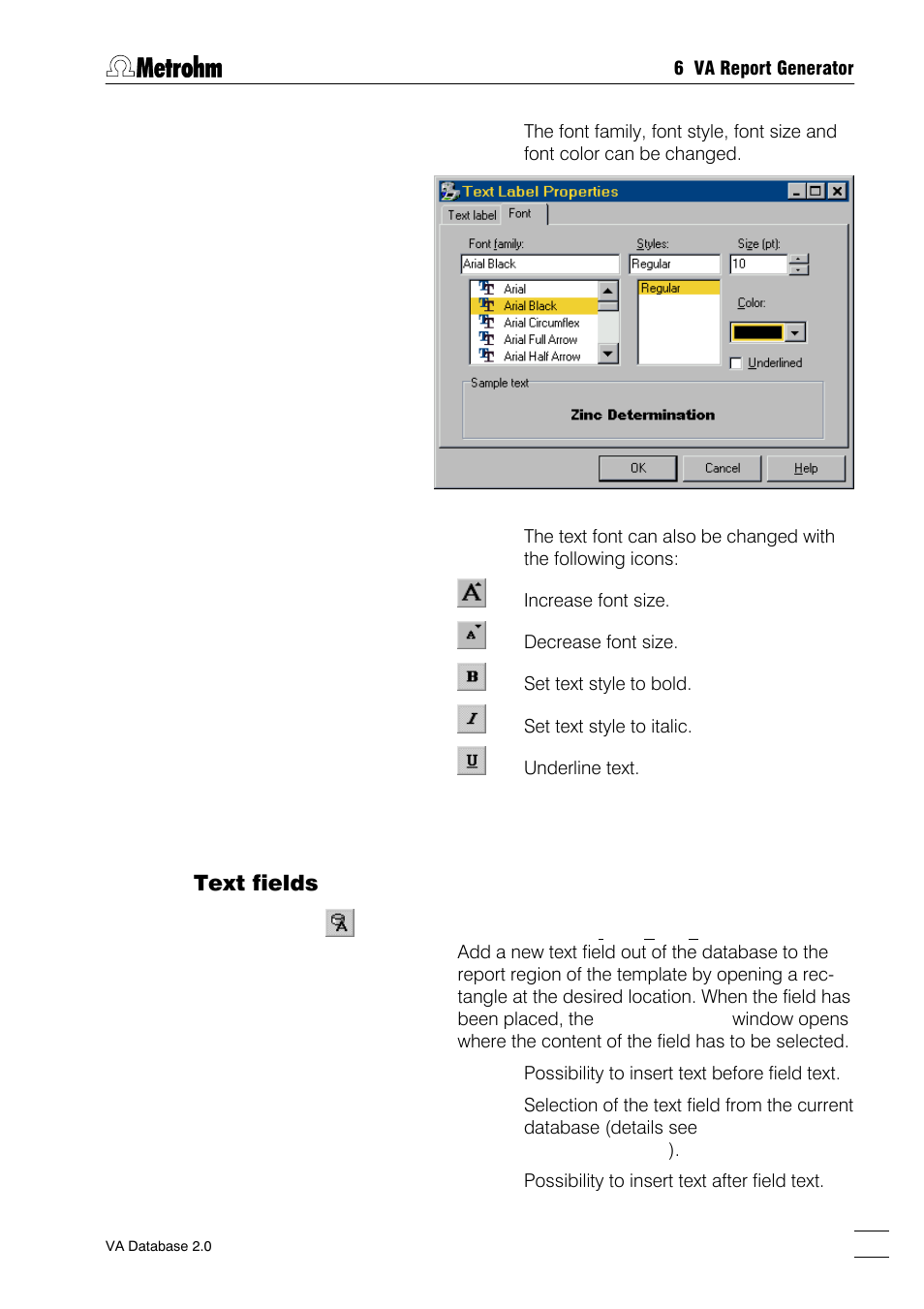 Text fields | Metrohm 746 VA Trace Analyzer User Manual | Page 68 / 107