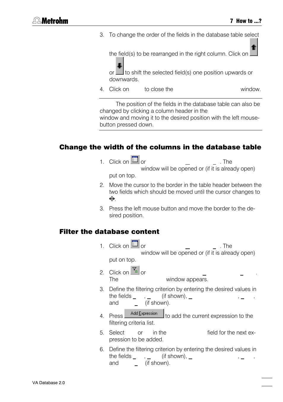 Filter the database content | Metrohm 746 VA Trace Analyzer User Manual | Page 84 / 107