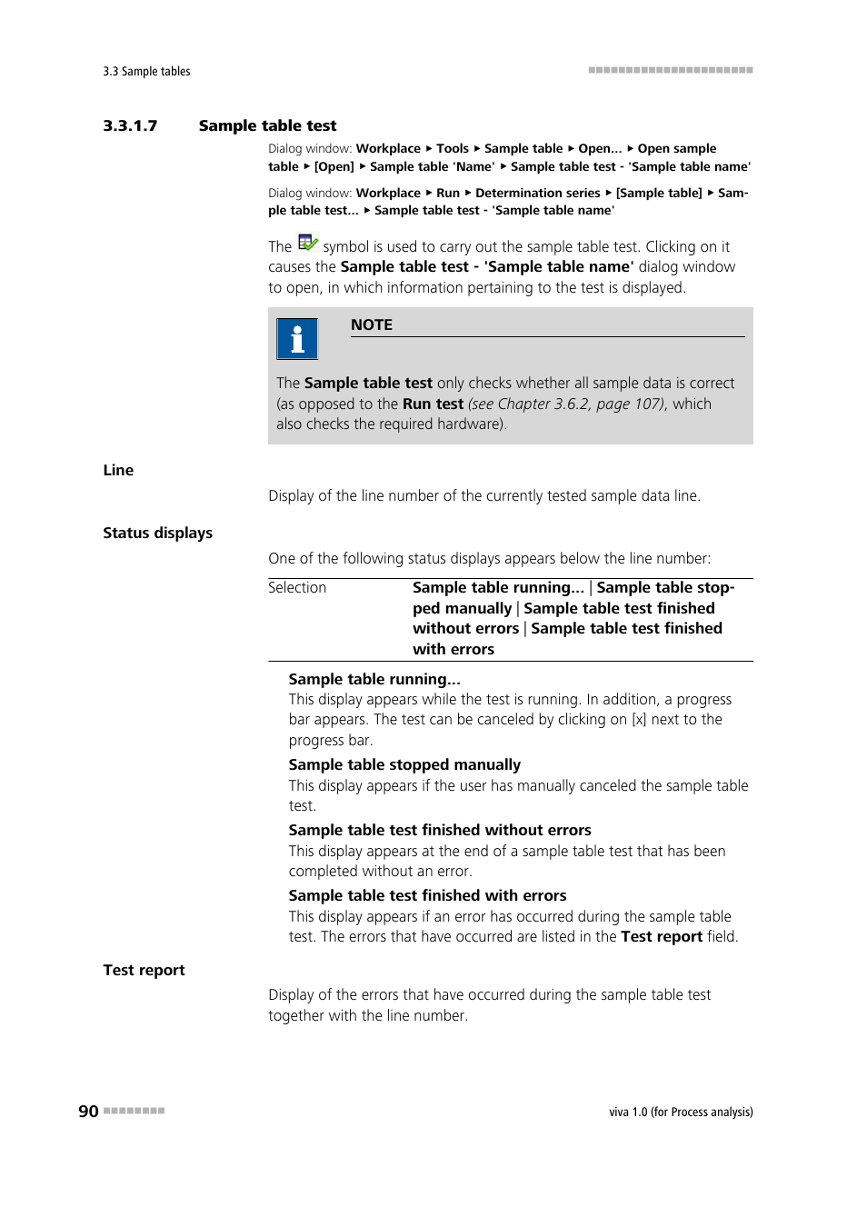 7 sample table test | Metrohm viva 1.0 (process analysis) User Manual | Page 102 / 990
