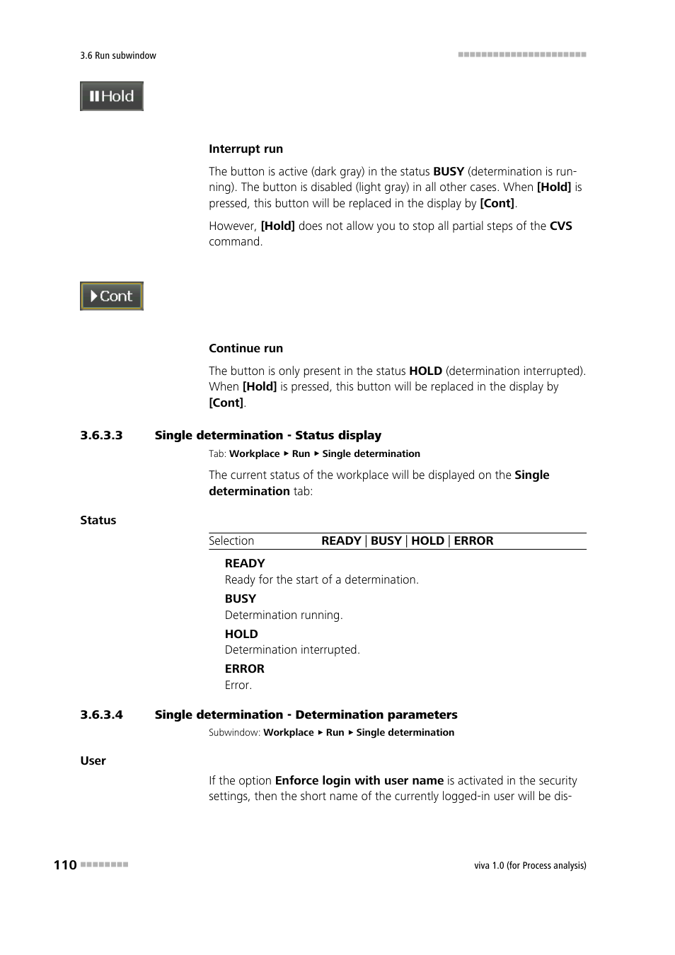 3 single determination - status display, 4 single determination - determination parameters, Single determination - status display | Single determination - determination parameters | Metrohm viva 1.0 (process analysis) User Manual | Page 122 / 990