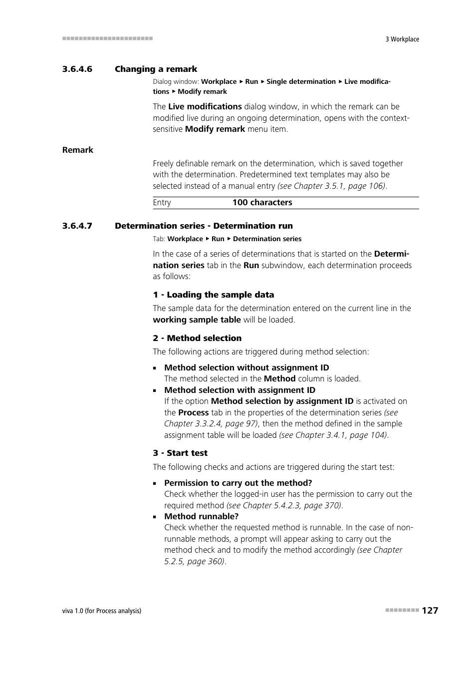 6 changing a remark, 7 determination series - determination run | Metrohm viva 1.0 (process analysis) User Manual | Page 139 / 990