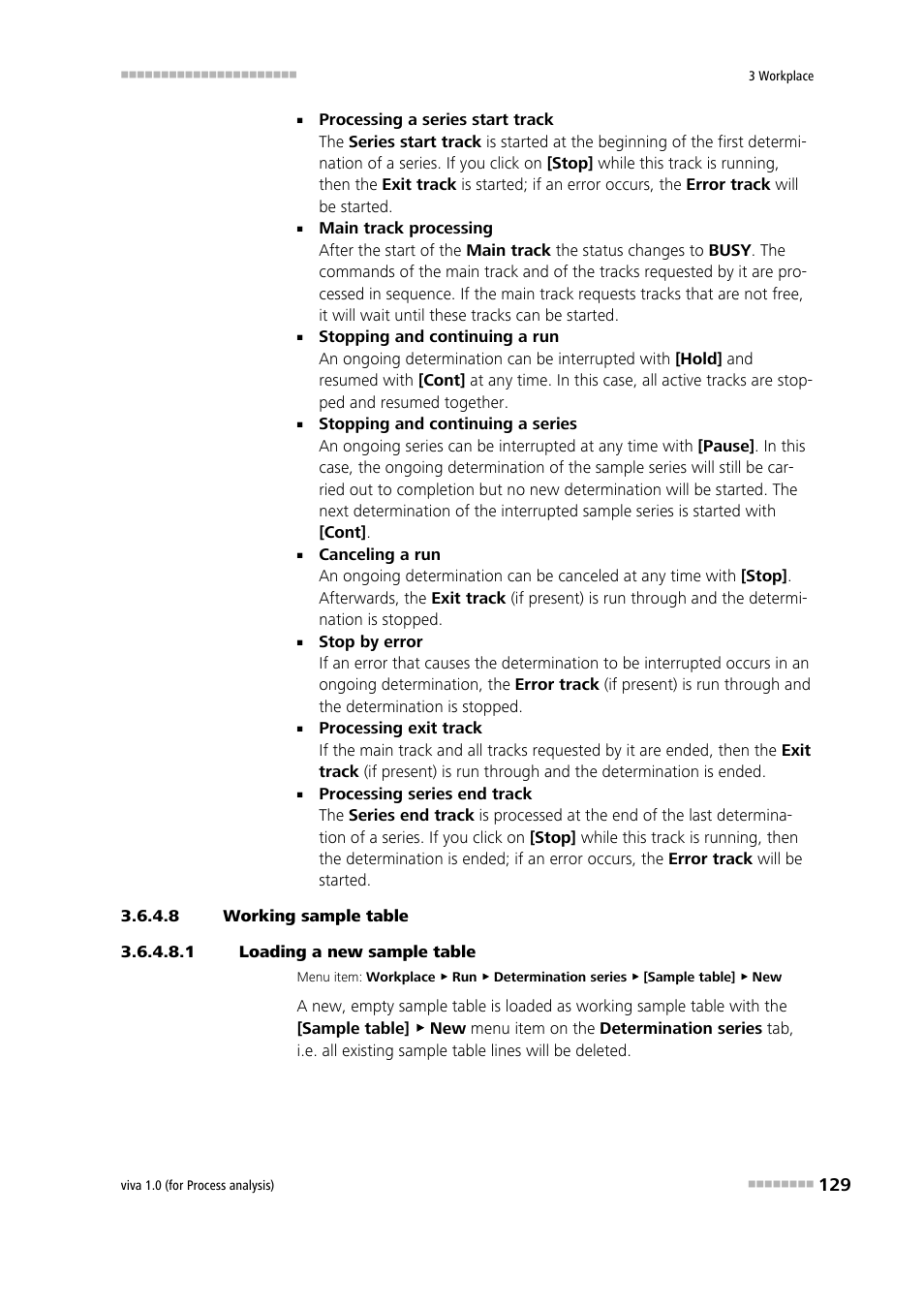 8 working sample table, 1 loading a new sample table | Metrohm viva 1.0 (process analysis) User Manual | Page 141 / 990