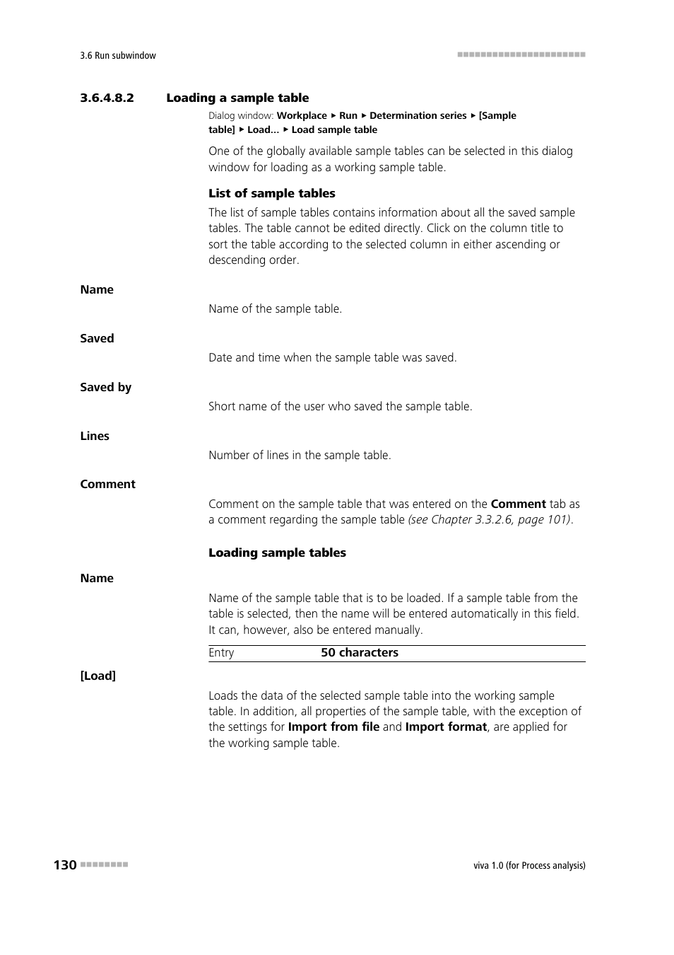 2 loading a sample table, Loading a sample table | Metrohm viva 1.0 (process analysis) User Manual | Page 142 / 990