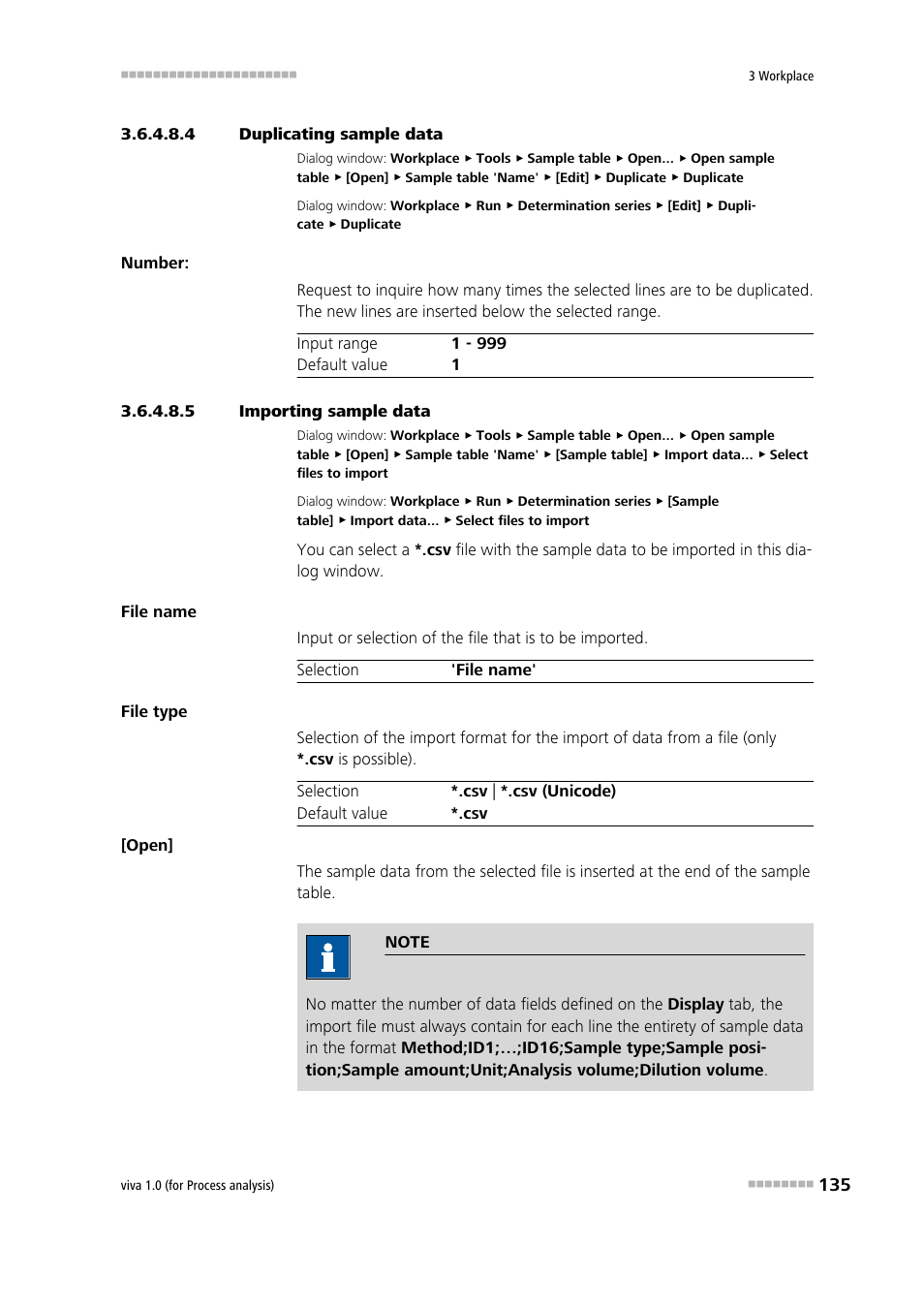 4 duplicating sample data, 5 importing sample data | Metrohm viva 1.0 (process analysis) User Manual | Page 147 / 990