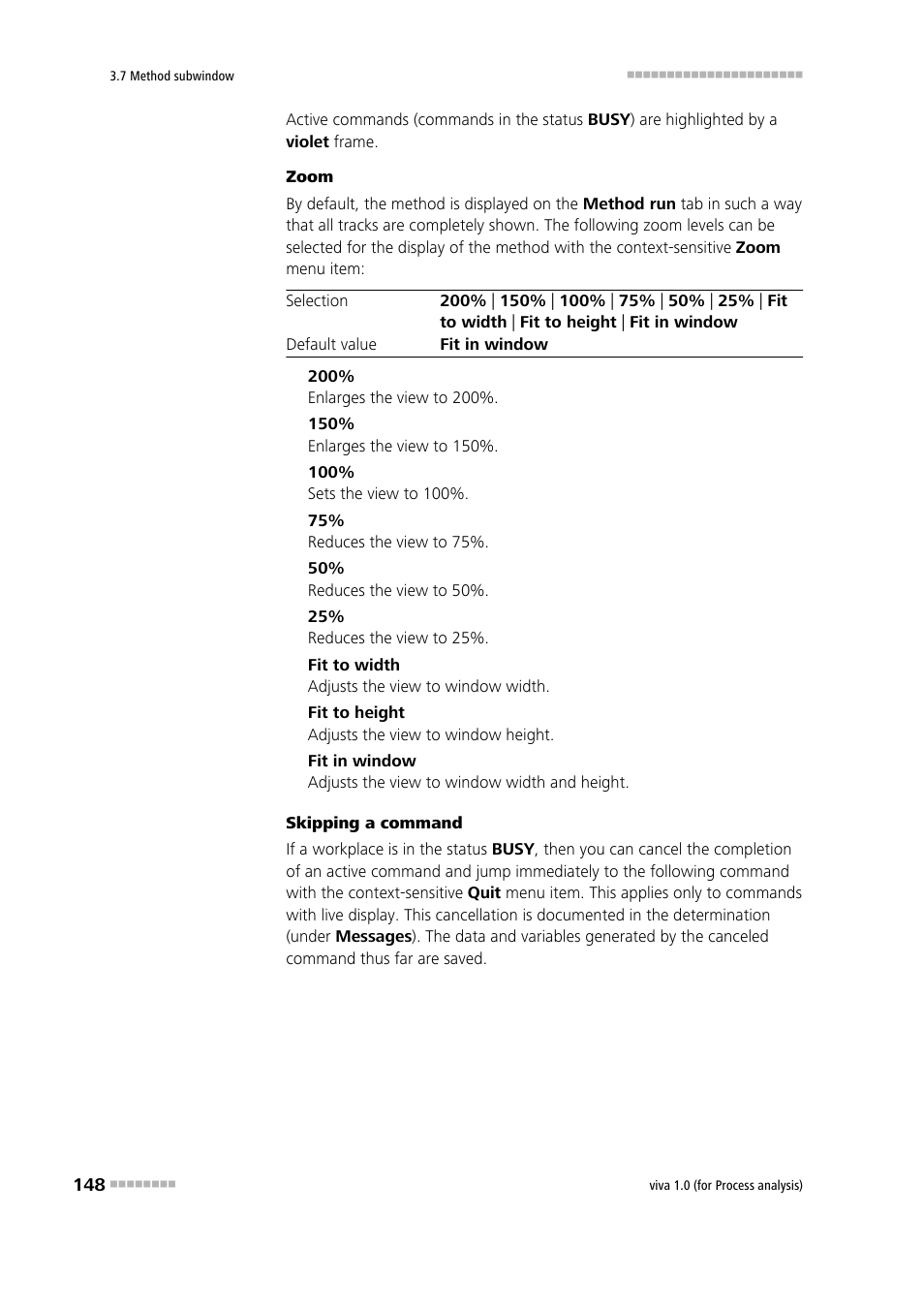 Zooming, Canceling commands | Metrohm viva 1.0 (process analysis) User Manual | Page 160 / 990