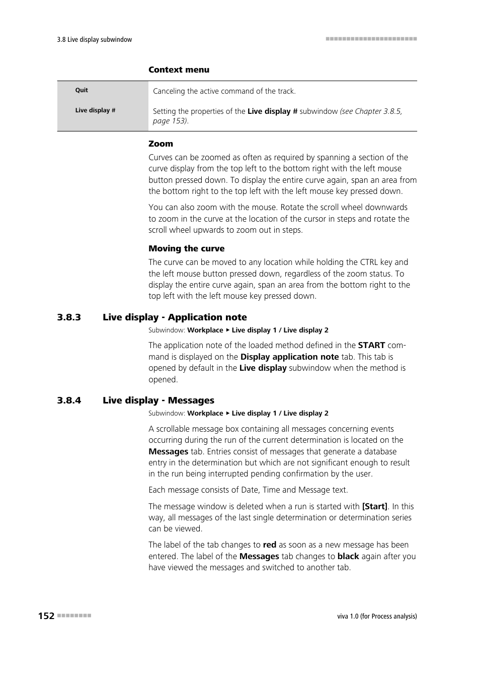 3 live display - application note, 4 live display - messages, Live display - application note | Live display - messages | Metrohm viva 1.0 (process analysis) User Manual | Page 164 / 990