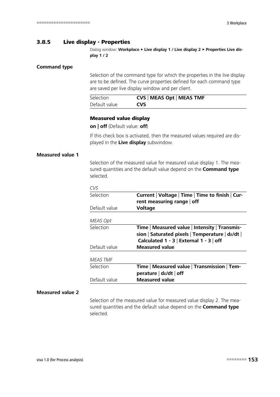 5 live display - properties, Live display - properties, Defining properties | Metrohm viva 1.0 (process analysis) User Manual | Page 165 / 990