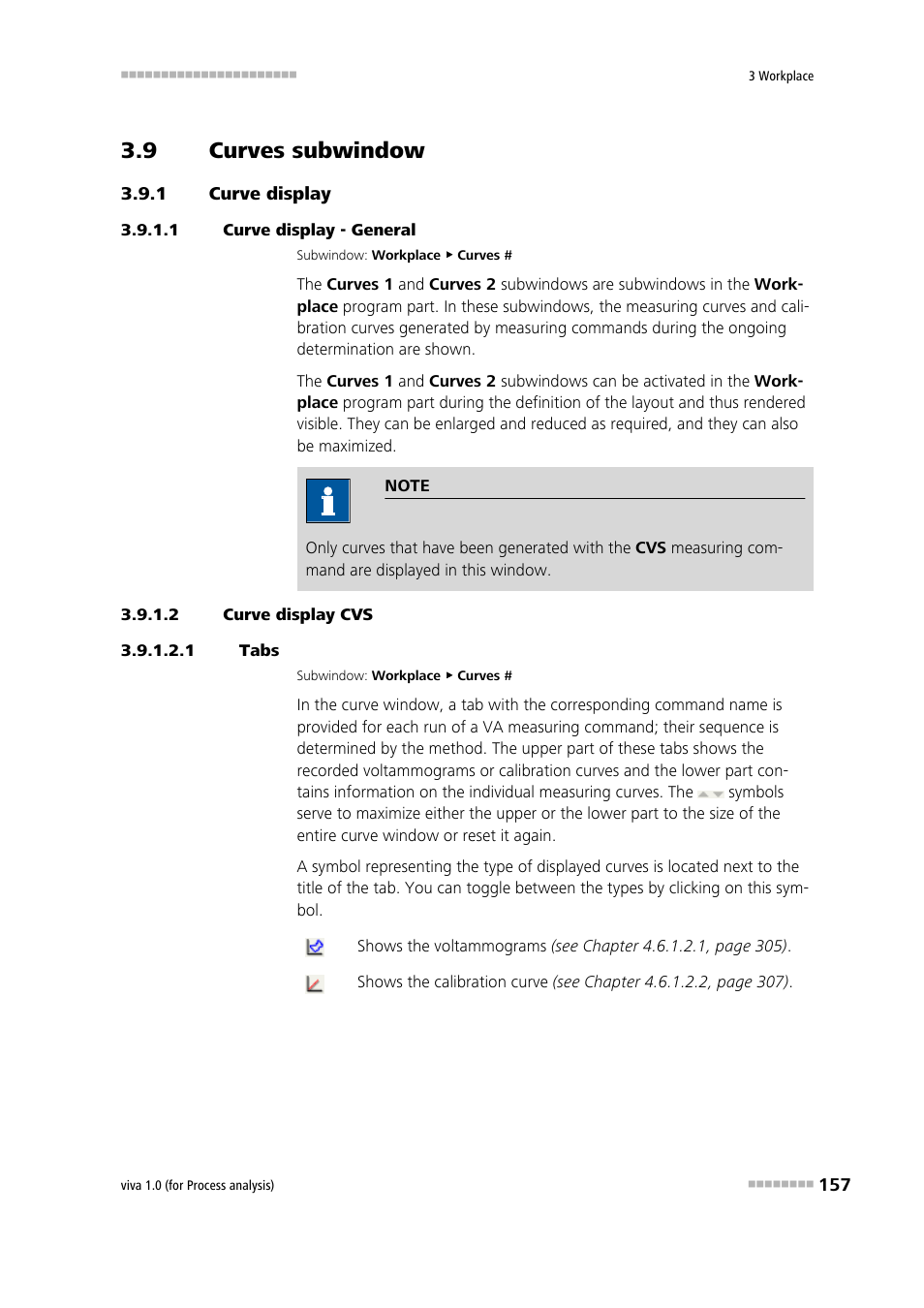 9 curves subwindow, 1 curve display, 1 curve display - general | 2 curve display cvs, 1 tabs, Curves subwindow, Curve display, Curves 1, Curves 2 | Metrohm viva 1.0 (process analysis) User Manual | Page 169 / 990